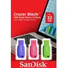 Image de Sandisk Cruzer Blade 3x 32gb Lecteur Usb Flash 32 Go Usb Type-a 2.0 Bleu, Vert, Rose