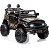 Image de Voiture Electrique pour Enfants 12V Camion Electrique pour Enfants avec Suspension à Ressort Télécommande LED 3 Vitesses Noir