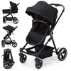 Image de Poussette 2 En 1 Poussette Combinée Compacte Légère Pliable Avec Siège Inclinable Poussette Bébé Confort Pour 0-3 Ans Noir