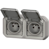Image de Prise de courant double horizontal 16A 2P+T Legrand Plexo  grise encastrée 069812L