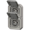 Image de Prise de courant double vertical 16A 2P+T Legrand Plexo  grise encastrée 069813L