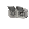 Image de Prise de courant double horizontal 16A 2P+T Legrand Plexo  grise complète 069912L