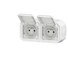 Image de Prise de courant double horizontal 16A 2P+T Legrand Plexo  blanche complète 069919L