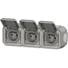 Image de Prise de courant triple horizontal 16A 2P+T Legrand Plexo  grise complète 069990L