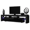 Image de Meuble tv spider big a led en noir mat avec portes noir laqué 200 cm