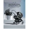 Image de Poussette bébé noir 4-en-1 neuve avec nacelle siège auto multifonctionnel poussette de luxe