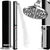 Image de Douche Solaire De Camping Avec Robinet Supplémentaire Housse De Protection-thermomètre Intégré 60°c Noir/argent