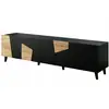 Image de Meuble Tv 200x52x42 Cm Noir Mat/noir + Chêne Artisanal Viso Meuble Hi-fi Luxueux Sur Pieds