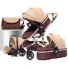 Image de Poussette 3 en 1 Bébé Combinée Siège-Auto Nacelle Trio Réversible Réglable Haute Qualité Roues increvables Canne khaki