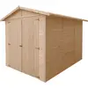 Image de Garage En Bois 6 M² - H222 X 320 X 244 Cm - Construction De Panneaux En Bois Naturel - M105