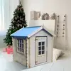 Image de Maisonnette En Bois Pour Enfants 1m2 - Toit Bleu - 114x111xh121cm - Sans Plancher - Timbela M570m-1