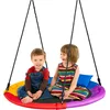 Image de Balançoire Nid D'oiseau Ronde Ø100cm Pour Enfants, Avec Oreiller Et Poignée Coloré