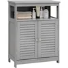 Image de Costway Meuble De Rangement Pour Salle De Bain En Bois Avec Placard 2 Portes À Volet Etagère Réglable Gris