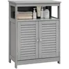 Image de COSTWAY Meuble de Rangement pour Salle de Bain en Bois avec Placard 2 Portes à Volet Etagère Réglable pour Salle de Bain Salon Gris