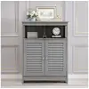 Image de Meuble de rangement pour salle de bain, meuble sur pieds en bois avec placard 2 portes, pour salle de bain, salon, chambre