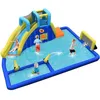 Image de COSTWAY Château Gonflable 6 en 1 avec Escalade Toboggan à Jet dEau Grande Piscine Cadre de Football/Basket-ball Souffleur Exclu