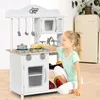 Image de COSTWAY Cuisine Enfants 3 Ans+ 7 Accessoires avec Micro-Ondes et Four en Bois Son réel Cadeau pour Garçon et Fille