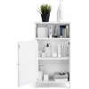 Image de Costway Meuble De Salle De Bain Avec Porte Simple Et Étagère Réglable De Rangement 45 X 30 X 84 Cm En Bois Blanc