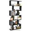 Image de Bibliothèqueétagère de rangement à 6 niveaux-80x23x191 cm de style industriel en forme de s pour salon,chambre noir