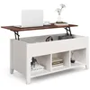 Image de COSTWAY Table Basse avec Plateau Relevable avec 3 Compartiments Ouverts et Dispositif de Levage Pneumatique pour Salon Bureau