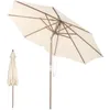 Image de COSTWAY Parasol Inclinable Ø27m Toile Polyester Imperméable avec Cordon de Serrage 8 Baleines Ventilation pour Jardin Cour Beige