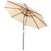 Image de Parasol inclinable ø2,7m toile polyester imperméable avec cordon de serrage 8 baleines ventilation pour jardin cour beige