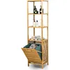Image de Colonne Pour Salle De Bain Avec Panier À Linge Basculant Et 3 Etagères De Rangement Meuble