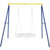 Image de Balançoire Extérieur Enfants COSTWAY-en Métal-en Forme de A Charge 250KG-2 Méthodes de Fixation-Crochets Mousquetons Piquets-Jaune