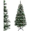 Image de COSTWAY Sapin de Noël Artificiel 150cm avec Flocons de Neige Baies Rouges Dense Base en Métal PVC Design Dense Décoration de Fête