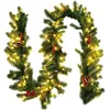 Image de Guirlande De Noël Décorative 270cm Avec 100 Lumières Led Pré-installées Baies Rouges Minuterie Pommes