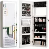 Image de COSTWAY Armoire à Bijoux avec Ecran Tactile Lumineux LED Verrouillable Rangement pour Bijoux et Cosmétiques Blanc