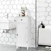 Image de COSTWAY Meuble de Salle de Bain sur Pieds avec 1 Porte Tiroir 2 Étagères Réglables et Dispositif Anti-Dumping 35x30x875CM