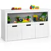 Image de Meuble de rangement, armoire de rangement avec 3 tiroirs, compartiments ouvert et poignées incurvées, 101 x 33 x 62cm blanc