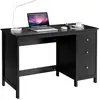 Image de Bureau d'ordinateur sur pied, table de bureau avec 3 tiroirs de rangement (noir)