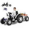 Image de GOPLUS Tracteur Électrique Voiture Enfant 3-8 Ans avec Remorque12V7Ah Charge 30KGTélécommande 24Gavec Lumières/MusiqueBlanc