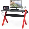 Image de Bureau gamer pour e-sport avec porte-gobelet,tapis de souris,support pour ecouteurs en fibre de carbone et cadre en acier