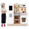 Image de Costway cuisine pour enfant avec four, micro-ondes, robinet & 5 accessoires, jouet d'imitation pour enfant 3 ans+