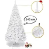 Image de COSTWAY Sapin de Noël Artificiel 240 cm Aiguilles en PVC Arbre en Epicéa avec Support en Métal pour Maison Magasins Hôtels Blanc