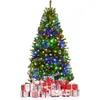 Image de COSTWAY Sapin de Noël LED Artificiel 150cm avec Lumières Multicolore et Pied en Métal et PVC Arbre de Noël pour Décoration de Noël