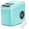 Image de Machine à Glaçon de 22 L avec Pelle et Panier à Glace 9 Glaçons/6-13 Min 12 KG de Glaçons/24 H pour Maison Bar Turquoise