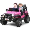 Image de DREAMADE 4x4 Voiture Électrique Enfant 2 Places Véhicule Électrique avec Télécommande LED Musique USB Coffre de RangementRose