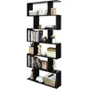 Image de GOPLUS BibliothèqueÉtagère de Rangement Livres à 6 Niveaux en Forme Savec Dispositif Anti-BasculementNoir