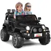 Image de Costway voiture électrique enfant 12v avec 2 sièges et télécommande à distance, véhicule électrique pour enfant avec boîte de rangement et mp3,pour enfants de 3-8 ans jusqu’à 50kg, 123x80x80cm (noir)