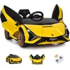 Image de GOPLUS Voiture Électrique 12V pour Enfant 37-95Mois avec 2 VitessesTélécommande 24 G Klaxon et Musique Démarrage Lent Jaune