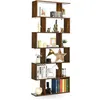 Image de GOPLUS BibliothèqueÉtagère de Rangement Livres à 6 Niveaux en Forme Savec Dispositif Anti-BasculementCafé