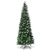 Image de COSTWAY Sapin de Noël Artificiel 220CM Aiguilles en PVC avec Neige 720 Branches Support Métallique Extérieure Vert 39 Pommes de Pin