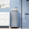 Image de COSTWAY Meuble de Salle de Bain Moderne avec 1 Porte 1 Tiroir 2 Étagères Réglables et Dispositif Anti-Dumping 356 x 305 x 88 CM