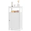 Image de COSTWAY Armoire de Rangement de Salle de Bain Meuble de Rangement avec Étagère Ouverte et Placard à Porte 45 x 30 x 84 cm Blanc
