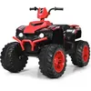 Image de COSTWAY Quad Électrique 12V pour Enfants 3-7 Ans avec Lumière Musiques et Histoires 104x67x74cm pour Différents Terrains Rouge