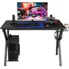 Image de Costway Bureau Gamer Table Informatique 115 X 75 X 76 Cm Avec Porte-gobelet